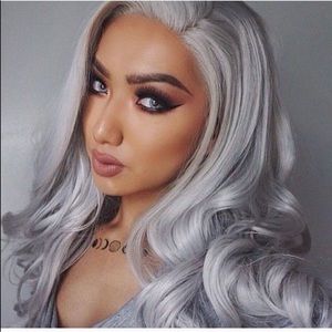 Everyday wigs silver grey gray lace front wig
